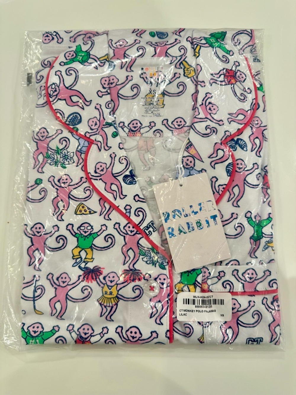 Roller Rabbit CT Monkey Polo Pajamas set Lilac